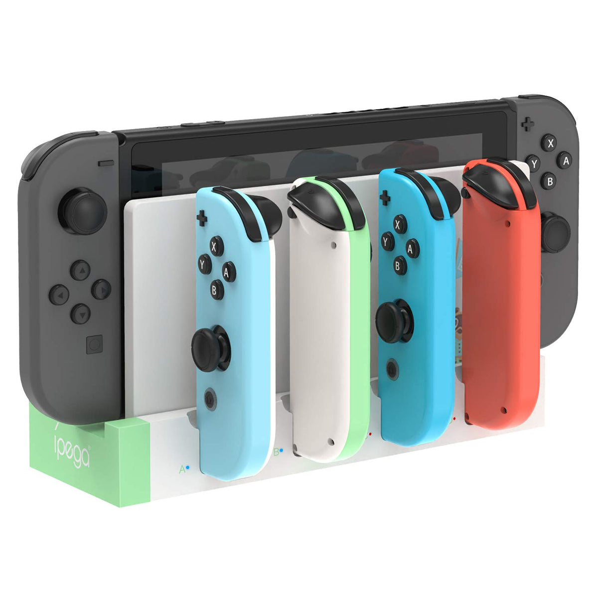 Controller Charging Dock for Switch and Switch OLED, Wireless Gamepad Charging Station with LED Indicator, Compact Desktop Charging Stand, White