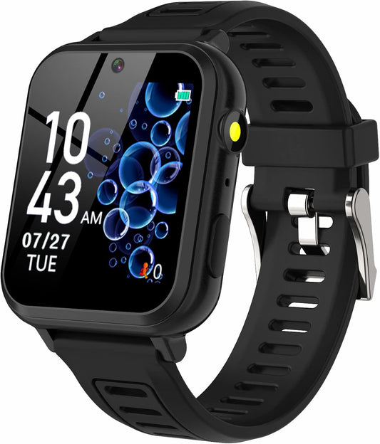 Phyulls Smart Watch for Kids, Smart Watch Toys with 39 Games Camera Video Recorder Music Alarm Calculator Calendar Flashlight Stopwatch Pedometer Gift Toys for 3-12 Years Old Boys and Girls (Black)