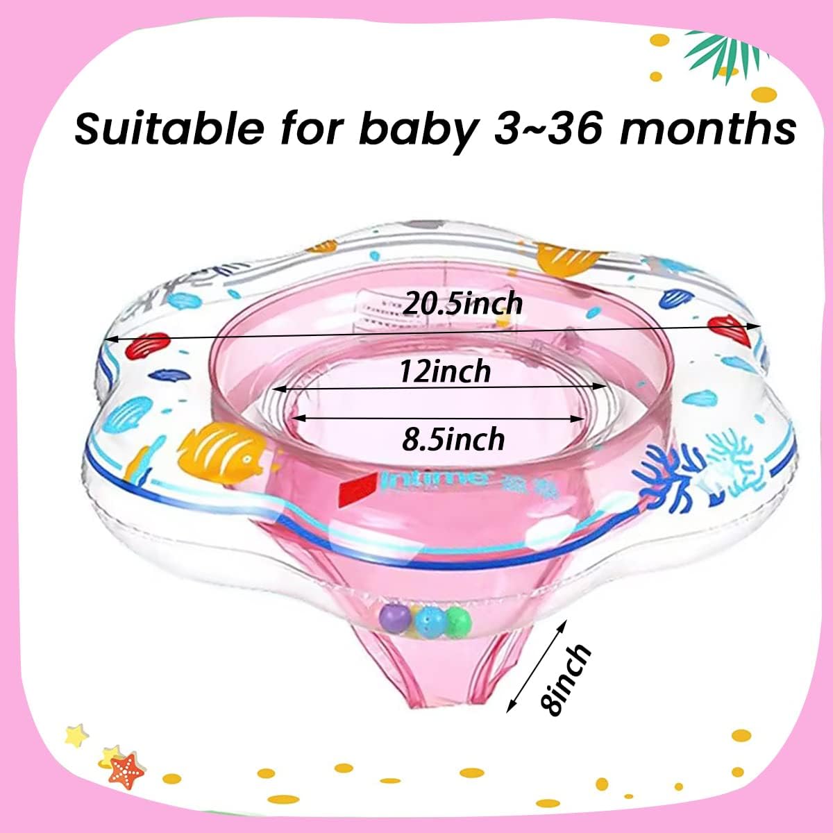 Baby Pool Floats, Inflatable Float Raft with Handle Safety Seat Double Airbag, Kids Swimming Ring Water Beach Floaties Party Toys, Toddler Swim Training for Infant of 4-48 Months