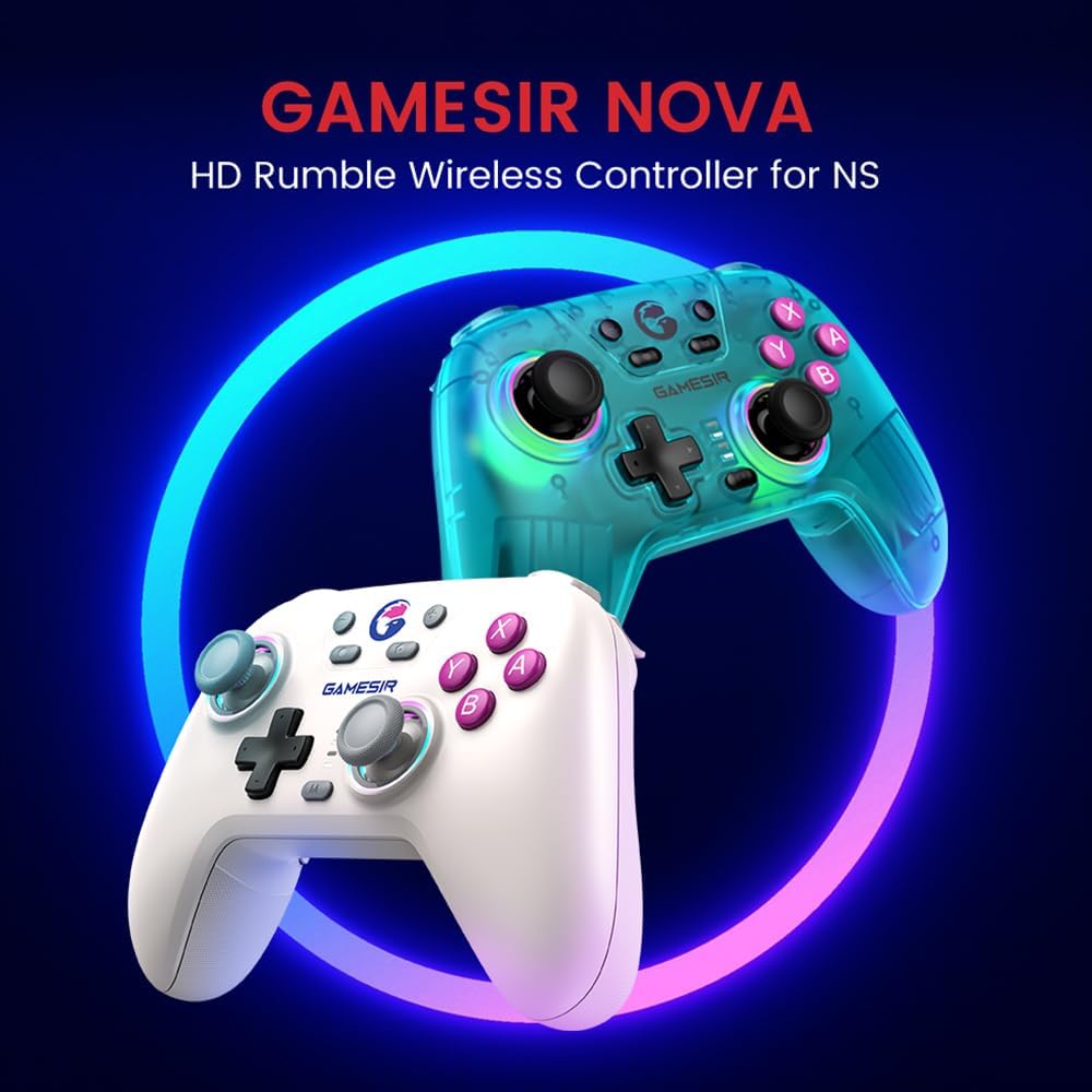 GameSir Nova Wireless Switch Pro Controller for Switch/Lite/OLED, Switch Controllers with Hall Sticks, RGB LED, 1200mAh Rechargeable, Turbo,Programmable,Motion Control, Wake Up Function(Nova(Wihte))