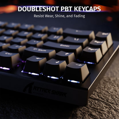 ATTACK SHARK X68 HE Rapid Trigger Mechanical Gaming Keyboard 60% Wired TKL with Adjustable Actuation,Hall Effect snap-fit Switch,8KHz Polling Rate,RGB Backlit,Top Mount for PC Mac Esport Gamer(Black)