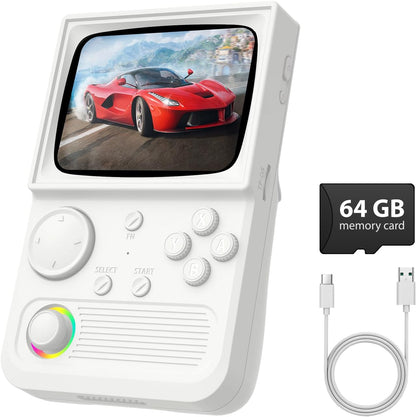 R36T Retro handheld model, 3.5'' IPS Screen CRT-Inspired, handheld model with 18000+ Classic Games Supports WiFi Networked Fighting and OTG, 3500mAh Battery, with Portable Case(Grey 64GB)