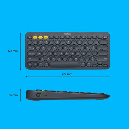 Logitech K380 Multi-Device Bluetooth Wireless Keyboard with Easy-Switch for Up to 3 Devices, Slim, 2 Year Battery-PC, Laptop, Windows, Mac, Chrome OS, Android, iPadOS, Apple TV, Dark Grey