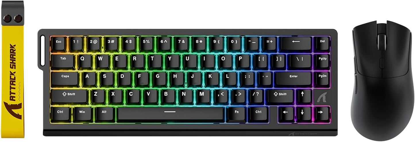 ATTACK SHARK X68 HE Rapid Trigger Mechanical Gaming Keyboard 60% Wired TKL with Adjustable Actuation,Hall Effect snap-fit Switch,8KHz Polling Rate,RGB Backlit,Top Mount for PC Mac Esport Gamer(Black)