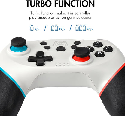 Zakgbxbig Wireless Pro Controller for Switch Lite, Controller for Switch Remote Gamepad Joystick, Turbo and Dual Vibration (White)