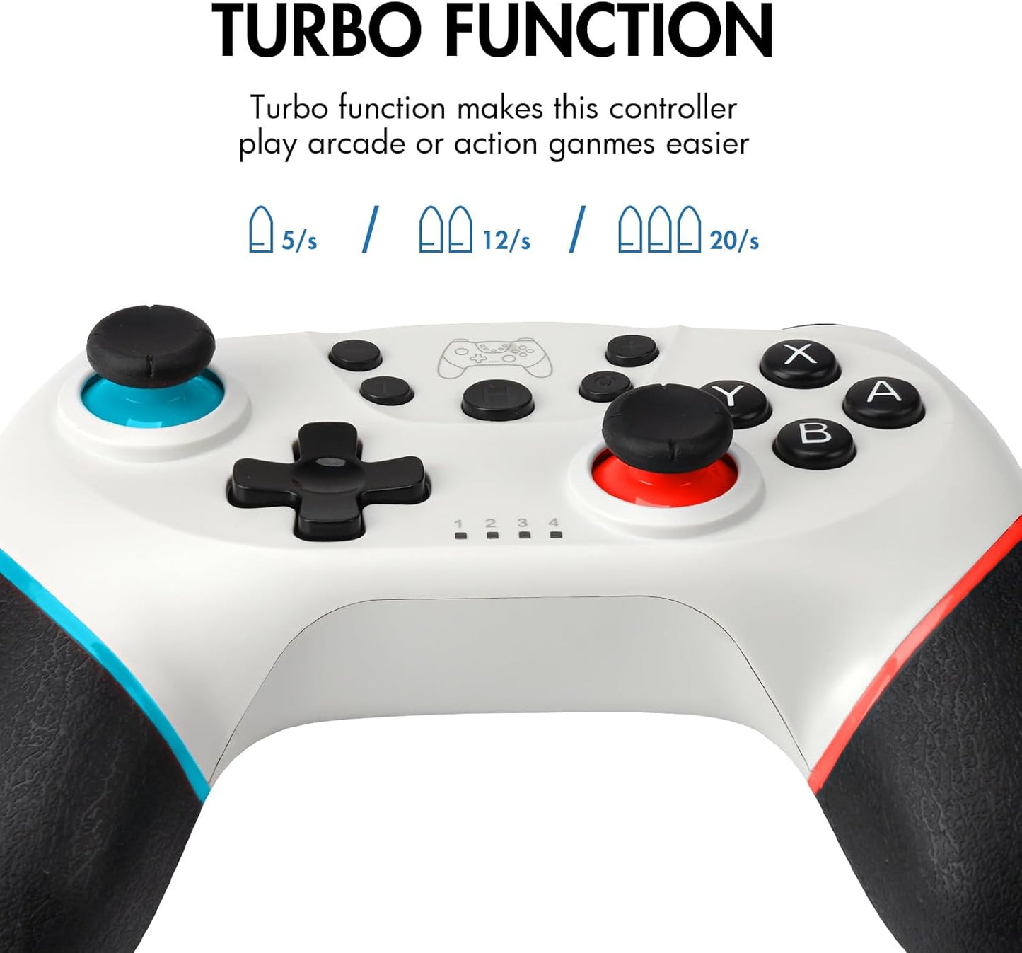 Wireless Controller Compatible with Switch Console, Motion Control Gamepad with Turbo, Dual Vibration & Wake-Up Function – White