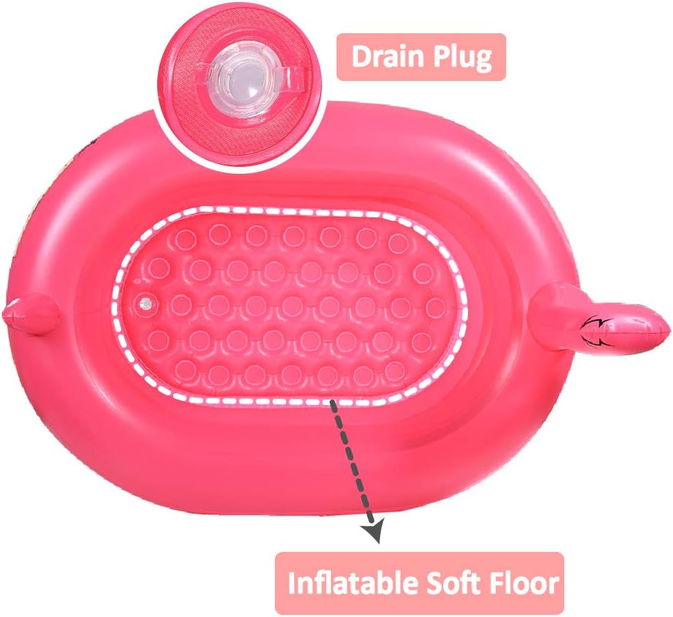 Kiddie Pool, Inflatable Pool, Flamingo Swimming Pool with Inflatable Soft Floor for Outdoor, Indoor, Backyard (60 in)