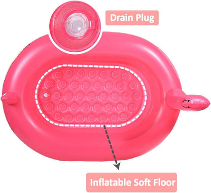 Kiddie Pool, Inflatable Pool, Flamingo Swimming Pool with Inflatable Soft Floor for Outdoor, Indoor, Backyard (60 in)
