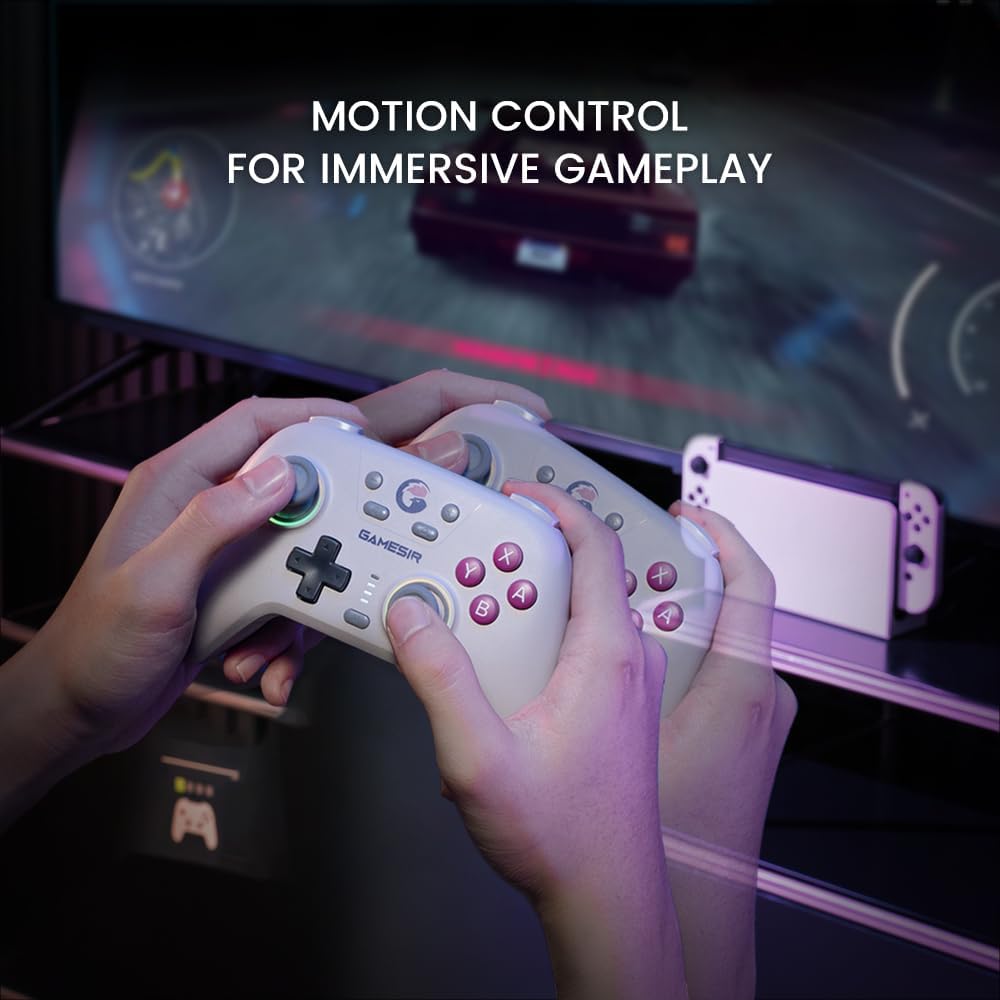 GameSir Nova Wireless Switch Pro Controller for Switch/Lite/OLED, Switch Controllers with Hall Sticks, RGB LED, 1200mAh Rechargeable, Turbo,Programmable,Motion Control, Wake Up Function(Nova(Wihte))