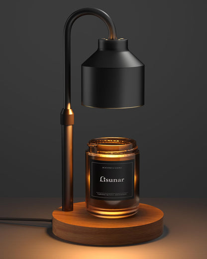 Electric Candle Warmer Lamp Black, Candle Lamp Warmer with Timer, Wax Warmer Lamp for Jar Candles, Adjustable Height Candle Light Warmer with 2 Bulbs