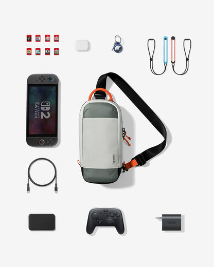 tomtoc Sling Crossbody Bag for Nintendo Switch 2, Protective Portable Travel Chest Carrying Gaming Pouch with 8 Game Cartridges Slots, Fit Charger and Accessories