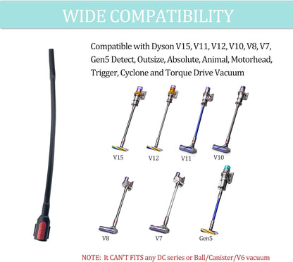 22.6" Flexible Crevice Tool for Dyson V7 V8 V10 V11 V12 V15 Gen5 Cordless Vacuum Cleaner, Vacuum Accessories Attachment for Dryer Vent, Car Detailing, Gaps and Corners Cleaning - 22.6 Inches