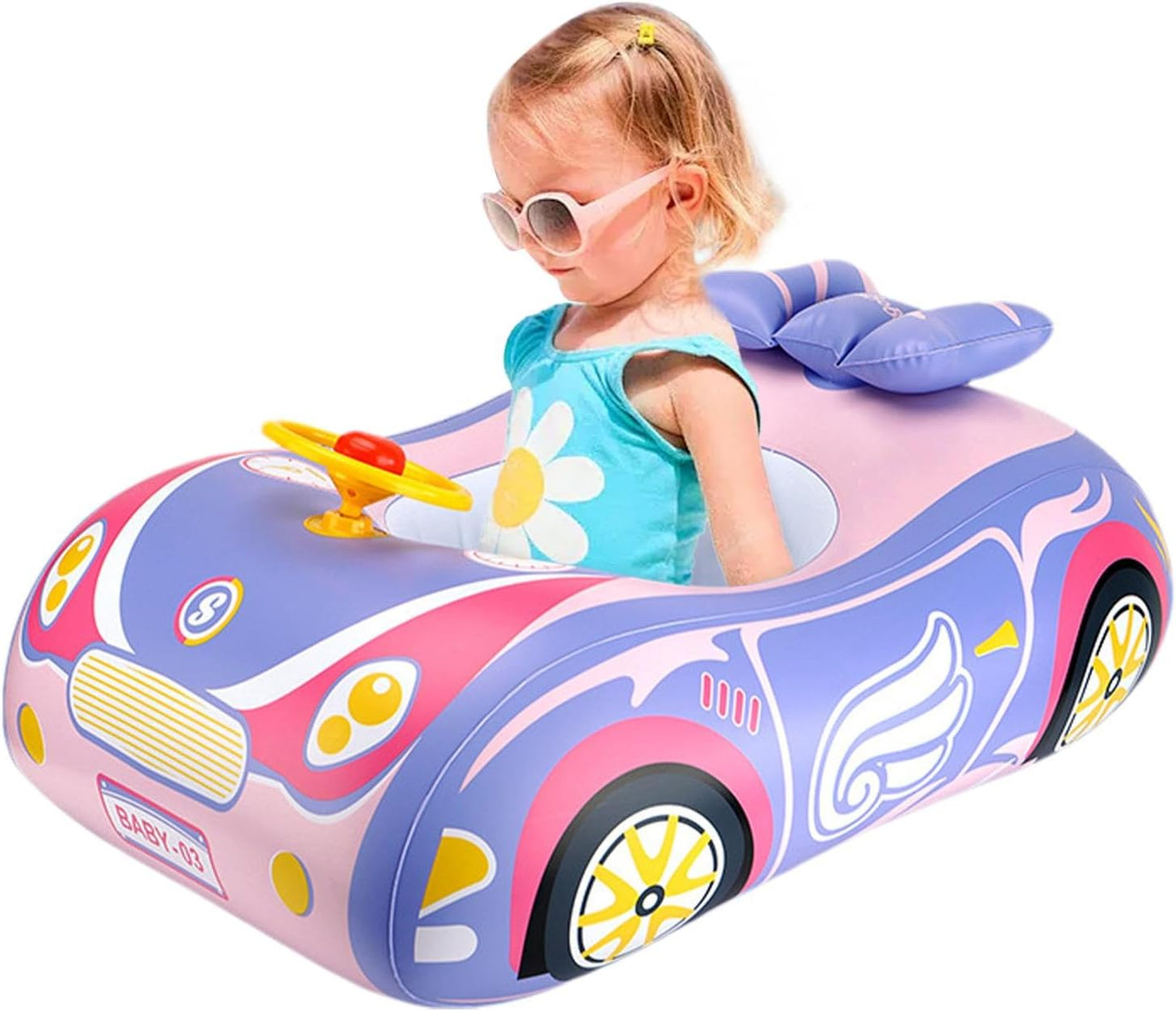 Kids Beach Float Toys, Car Shaped Pool Float, Lake Water Floaties, Active Play Ride- Swimming Float, Easy Inflate Water Floaties for Swimming Pool Lake Beach