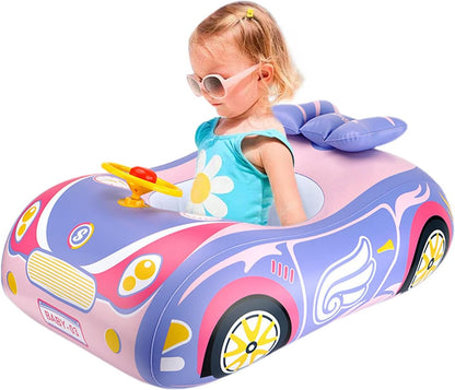 Kids Beach Float Toys, Car Shaped Pool Float, Lake Water Floaties, Active Play Ride- Swimming Float, Easy Inflate Water Floaties for Swimming Pool Lake Beach
