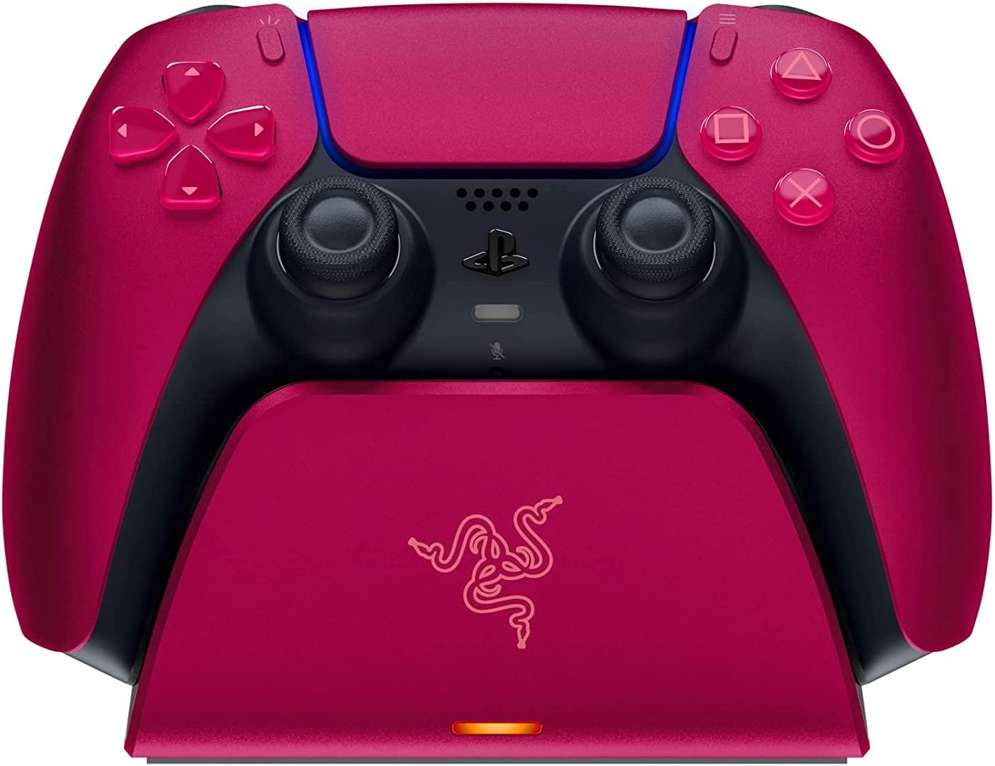 Razer Quick Charging Stand - Quick Charging Stand for PlayStation 5 Controller (Quick Charge, Curved Cradle Design, Powered by USB, One-Handed Navigation) Cosmic Red