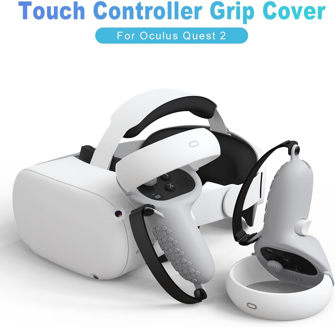 Controller Grip for Oculus Meta Quest 2 Accessories Grips Cover for VR Touch Controllers Covers Protector with Non-Slip Joystick Covers 1Pair (Gray)