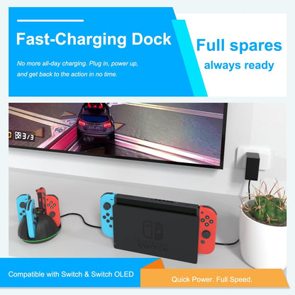 Charging Dock for Switch Controllers, Wireless Controller Charging Station, Multi-Slot Gamepad Charging Stand, Compact Desktop ChargerUnbranded