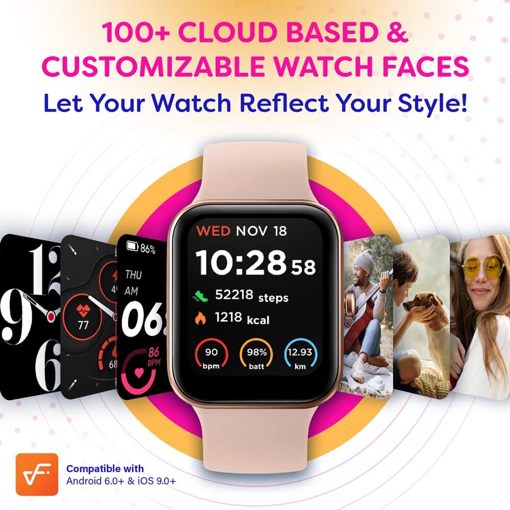 OCTANDRA Inspire VeryFit 1.95" Bluetooth Answer Call Alexa Smart Watch Body Energy Heart Rate HRV Oxygen Saturation Sleep Monitor Step Tracker IP68 Fitness Watches for Men Women (IDW16) (Pink)