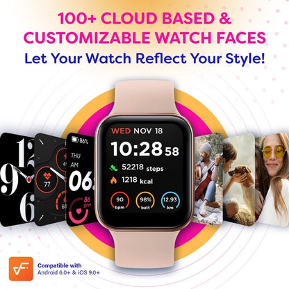 OCTANDRA Inspire VeryFit 1.95" Bluetooth Answer Call Alexa Smart Watch Body Energy Heart Rate HRV Oxygen Saturation Sleep Monitor Step Tracker IP68 Fitness Watches for Men Women (IDW16) (Pink)