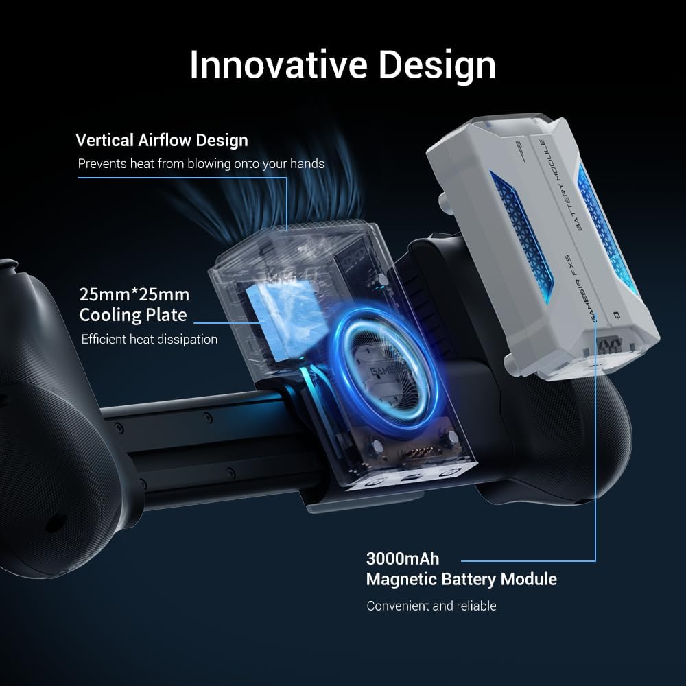 GameSir FX5 Mobile Controller Cooling Fan, Thermoelectric Cooler for X5 Series, 3 Cooling Modes, RGB Lighting, 3000mAh snap-fit Battery, Quiet Design, Powerful Heat Dissipation