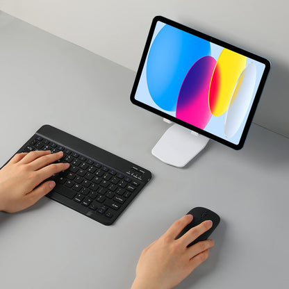 Rechargeable Bluetooth Keyboard and Mouse Combo for iPad, Ultra-Slim Portable Wireless Mouse Keyboard for iPad Pro Air Mini iPhone Samsung Tablet Cell Phone Android, iPadOS/iOS 13 and Above (Pink)