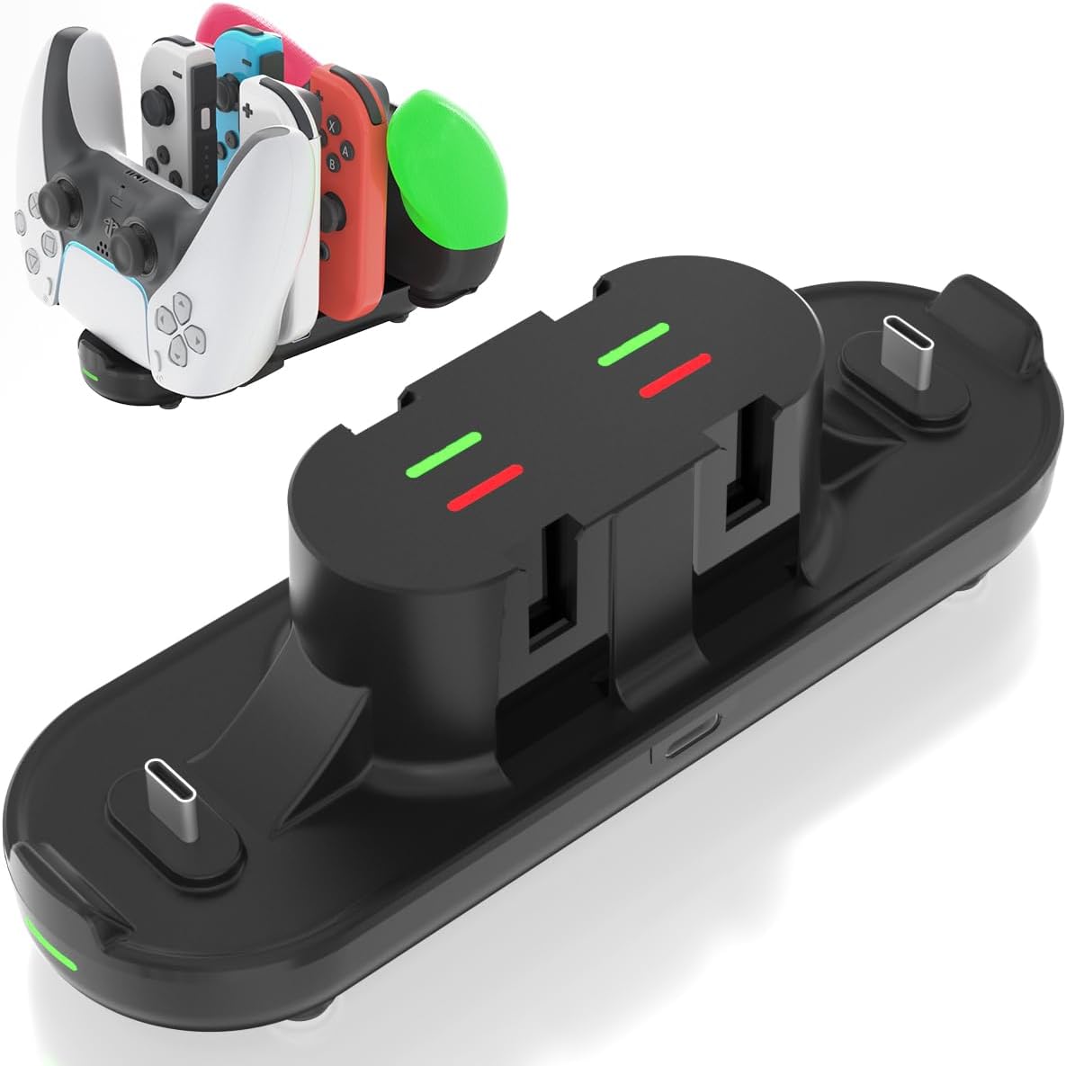 Charging Dock for Switch Controllers, Wireless Controller Charging Station, Multi-Slot Gamepad Charging Stand, Compact Desktop ChargerUnbranded