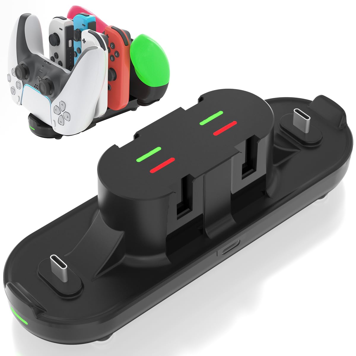 Charging Dock for Switch Controllers, Wireless Controller Charging Station, Multi-Slot Gamepad Charging Stand, Compact Desktop ChargerUnbranded