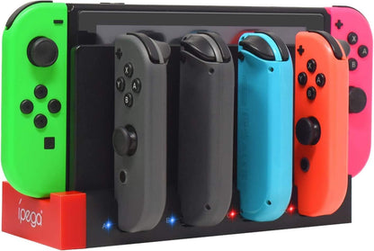 4in1 Charger for Nintendo Switch Joycon, Charger Station Stand for JoyCons Accessories with LED Indication (B)