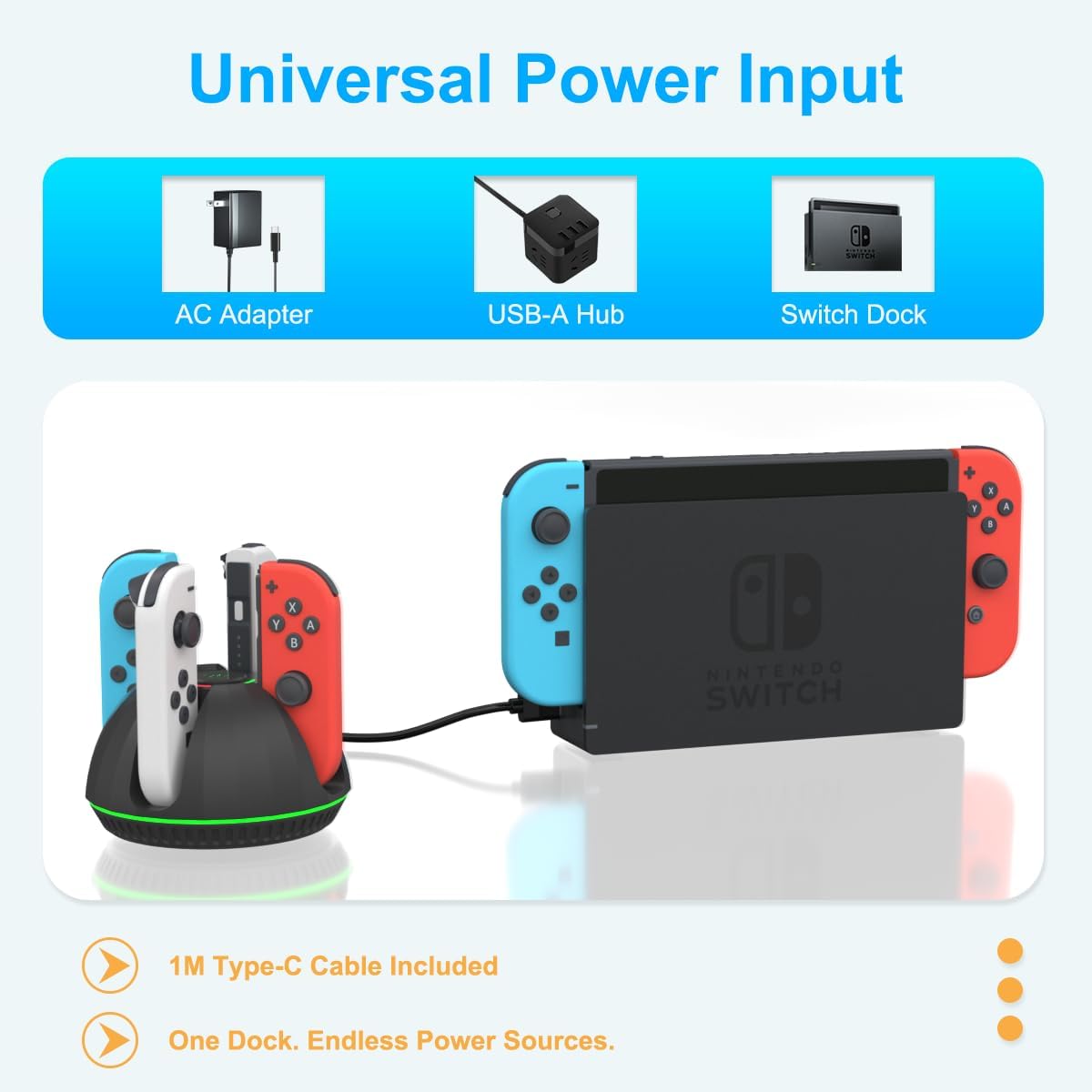 Charging Dock for Switch Controllers, Wireless Controller Charging Station, Multi-Slot Gamepad Charging Stand, Compact Desktop ChargerUnbranded