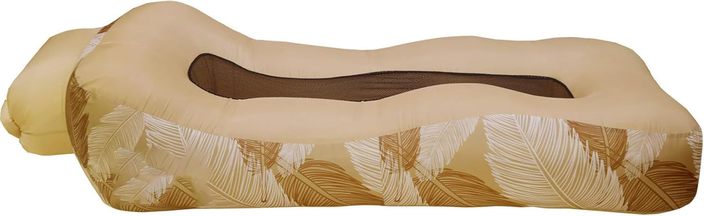 Compact Pump-Free Inflatable Lounger, Portable, Waterproof, Air Leakage-Proof Design, for Backyard Beach Trips Camping picnics and Music Festivals (D)