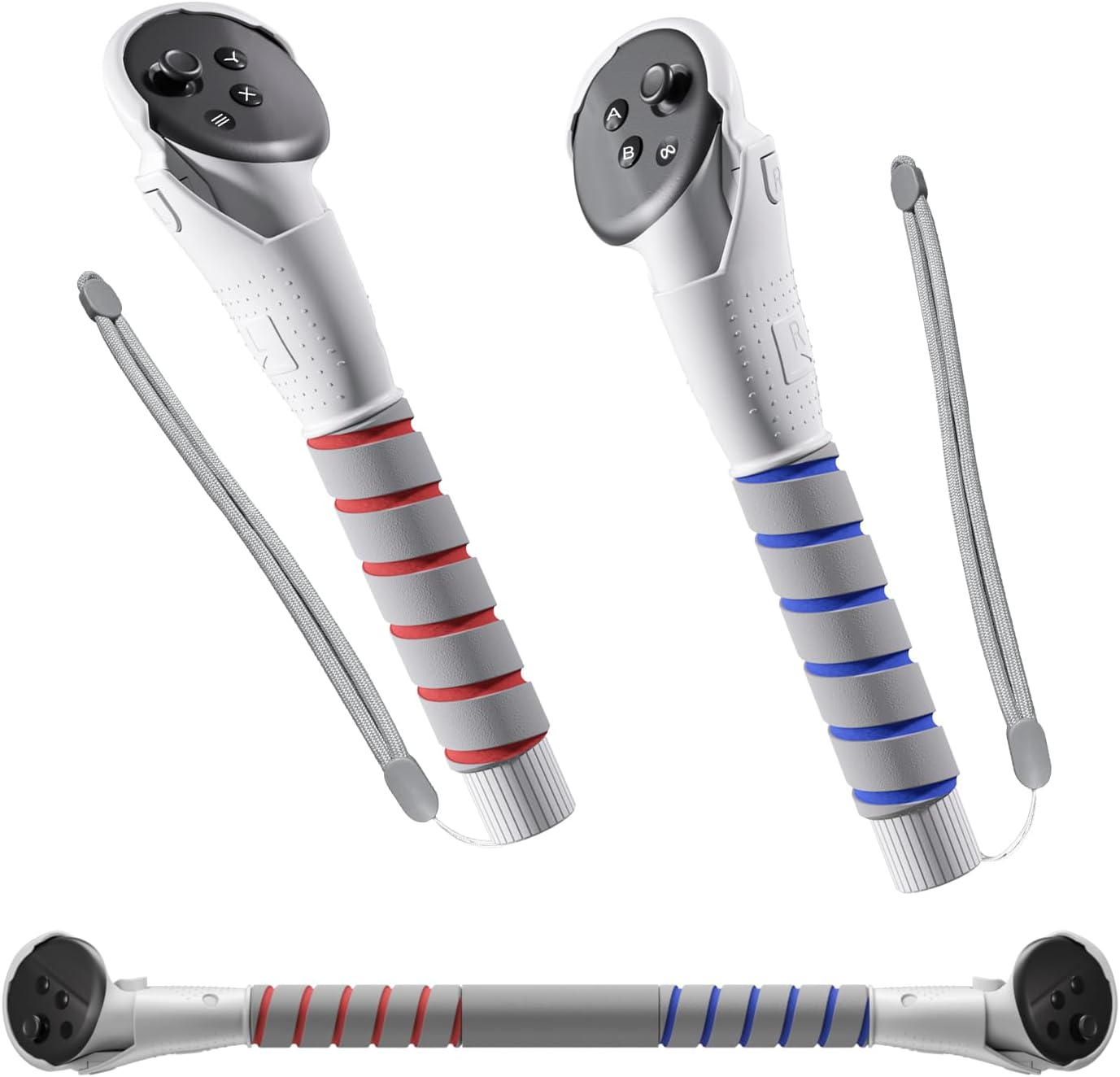 3 in 2 Upgraded VR Dual Long Stick Handle Extension Game Grips Handle Attachment for Meta/Oculus Quest 2 Controller Grips (Q13-Quest 2/3/3s)