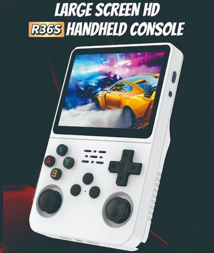 R36s Retro handheld model 3.5 Inch 21000+ Games Retro handheld model, Video handheld model with Dual Stylem Linux/Garlic Supports & Dual 3D Joysticks -128G -Purple