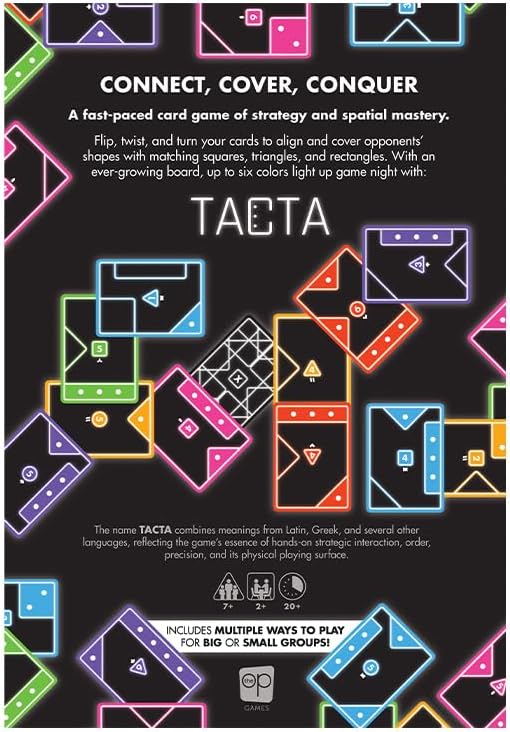 USAOPOLY TACTA Card Game, Fast-Paced Strategic Shape Matching Party Game for All Ages, Connect, Cover & Conquer to Win, Unique Gameplay with Deluxe Foil Cards, 2+ Players, Ages 7+