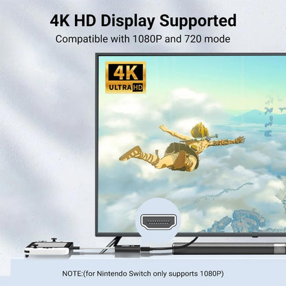 Switch Dock, 4K@60Hz Switch Docking Station 3 in 1 Switch Travel Dock with HDMI USB 3.0 PD100W Charing Port for Nintendo Steam Decck MacBook Laptop NOT for Switch2