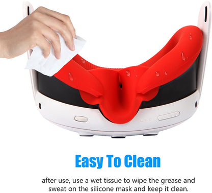 4Pcs VR Silicone Face Cover for Oculus Quest 3,Light-Thin VR Face Pads,Waterproof Anti-Dirty Replacement Facial Cushion VR Pads Accessories (Black+Grey+Blue+Red)