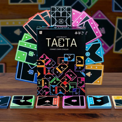 USAOPOLY TACTA Card Game, Fast-Paced Strategic Shape Matching Party Game for All Ages, Connect, Cover & Conquer to Win, Unique Gameplay with Deluxe Foil Cards, 2+ Players, Ages 7+