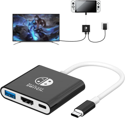 Switch Dock, 4K@60Hz Switch Docking Station 3 in 1 Switch Travel Dock with HDMI USB 3.0 PD100W Charing Port for Nintendo Steam Decck MacBook Laptop NOT for Switch2