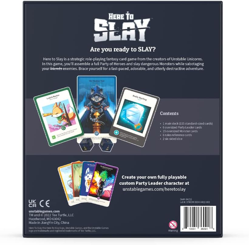 TeeTurtle Here to Slay Base Game - from The Creators of Unstable Unicorns - A Strategic Card Game for Teens and Adults Mixed Colours