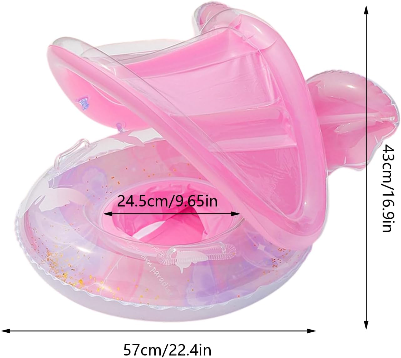 Baby Pool Float, Sun Protection Baby Canopy Pool Float, Butterfly Shape Raft Mat Lounge Boat for Outdoor Summer Swimming