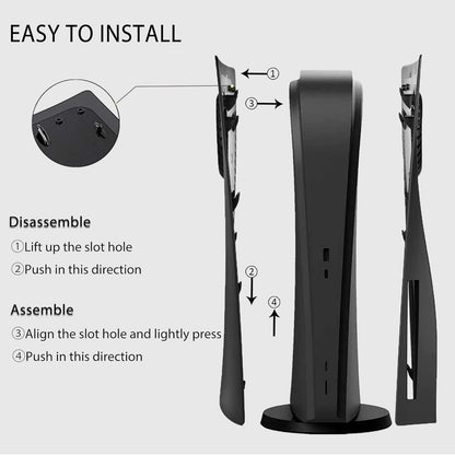 PS5 Faceplates with Cooling Vents Hard Shockproof Face Plate Cover Shell for Playstation 5 Disc Edition DOBEWINGDELOU PS5 Console Plates Replacement Side Plate Accessories Anti-Scratch Dustproof Protective ABS Case Black