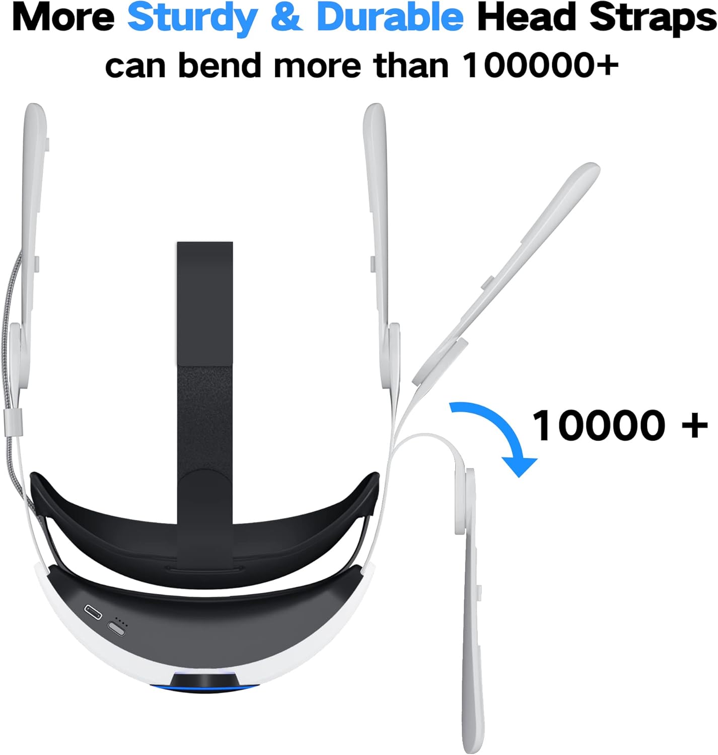 RGB Head Strap with Battery for Oculus Quest 2, 10000mAh Battery Pack for Extended 8 Hrs of Playtime, Fast Charging VR Power, Adjustable Elite Strap Enhanced Support and Balance in VR