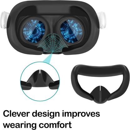 7 in 1 Silicone Cover Compatible with Meta/Oculus Quest 3 Accessories, VR Silicone Headset Controller Shell, Eyes, Face, Touch Controller Grip Case & Lens Cover-Black
