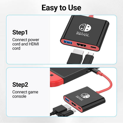 Switch Dock, 4K@60Hz Switch Docking Station 3 in 1 Switch Travel Dock with HDMI USB 3.0 PD100W Charing Port for Nintendo Steam Decck MacBook Laptop NOT for Switch2