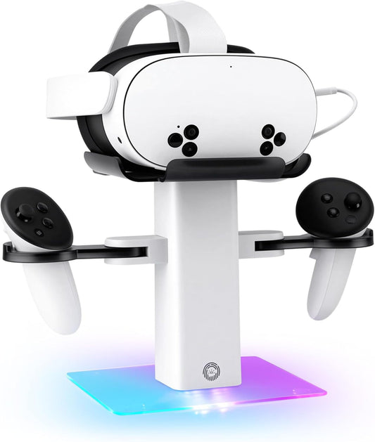 Mcbazel RGB Charging Dock for Meta Quest 3S/3/2, 15W Fast Vertical Charging Stand with Colorful LED Light & Non-Slip Base, USB-C VR Headset Charging Station (Not for Controllers)