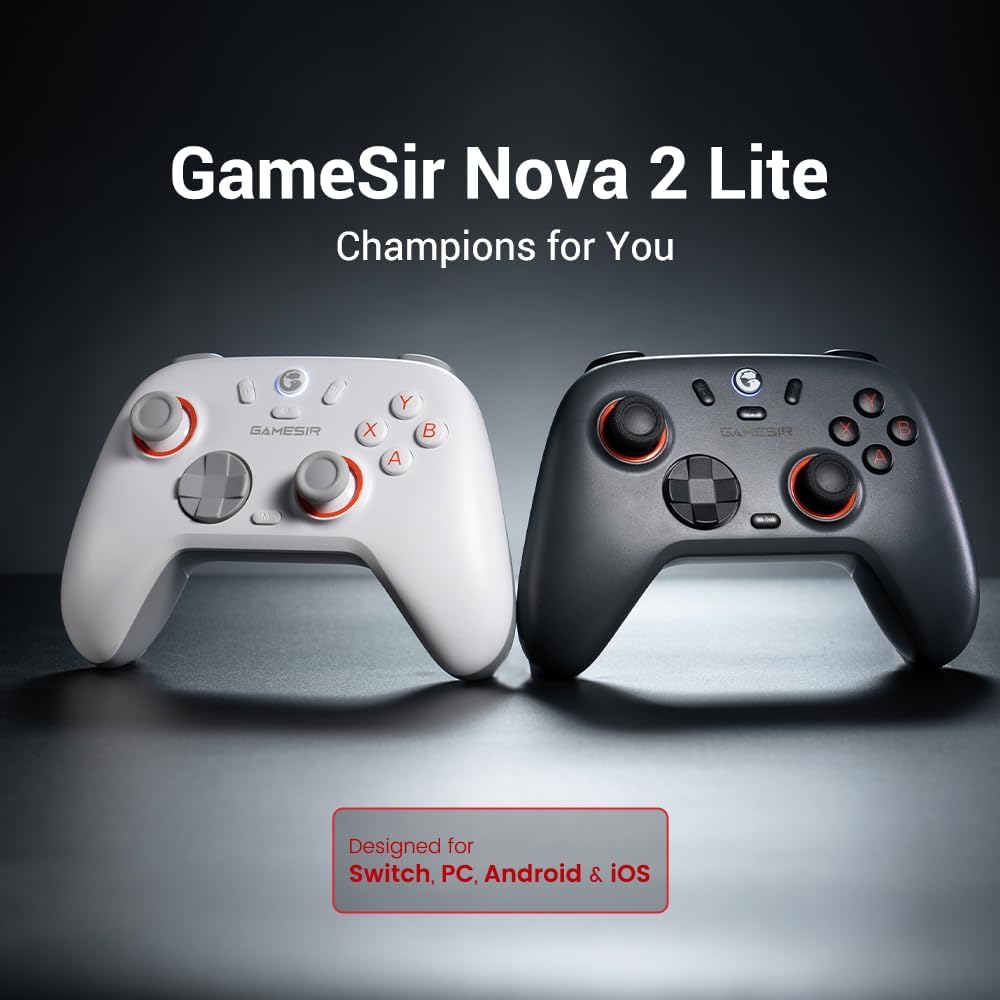 Wireless Bluetooth Game Controller for PC Switch Mobile Devices, 2.4GHz Gaming Gamepad with Hall Effect Joysticks, 1000Hz Polling Rate, Trigger Stops, Programmable Back Buttons, Turbo, Rechargeable Battery (White)