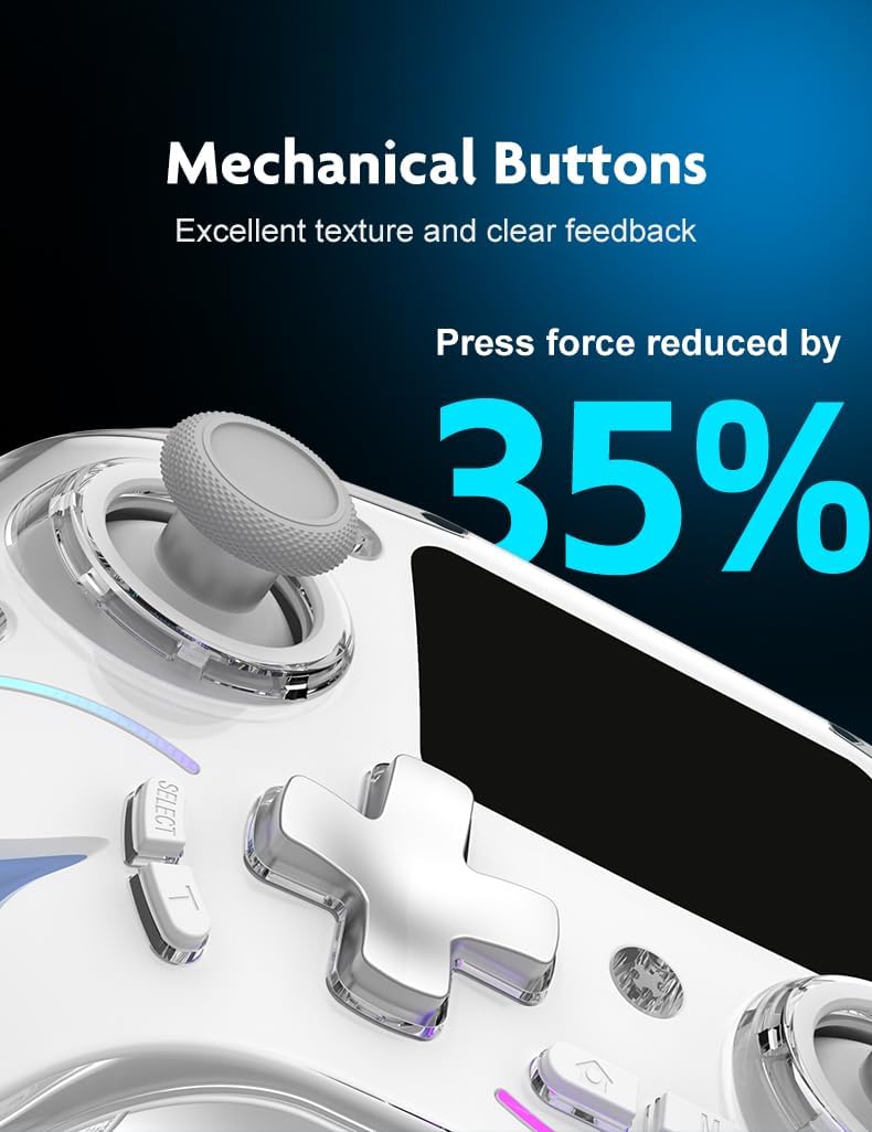 Wireless Gaming Controller with Interactive Screen, Hall Effect Joystick & Triggers, 4 Programmable Back Buttons, 6-Axis Gyro, Turbo, RGB Lighting, Dual Vibration, 1200mAh Battery