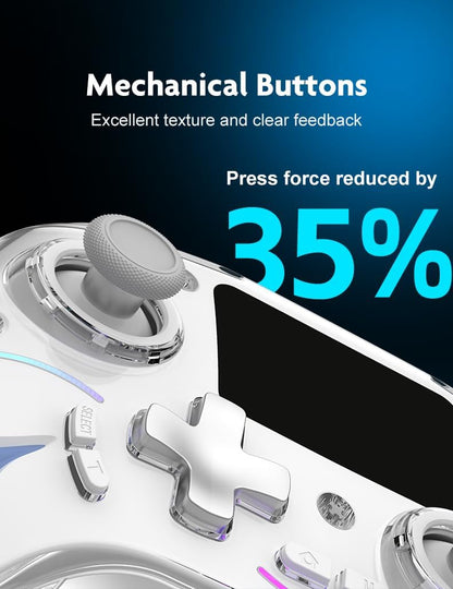 Wireless Gaming Controller with Interactive Screen, Hall Effect Joystick & Triggers, 4 Programmable Back Buttons, 6-Axis Gyro, Turbo, RGB Lighting, Dual Vibration, 1200mAh Battery