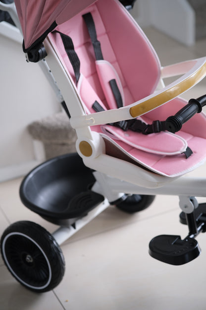 6-in-1 Kids Tricycle Stroller – Reclining Seat, Swivel Handle, Sunshade & Basket