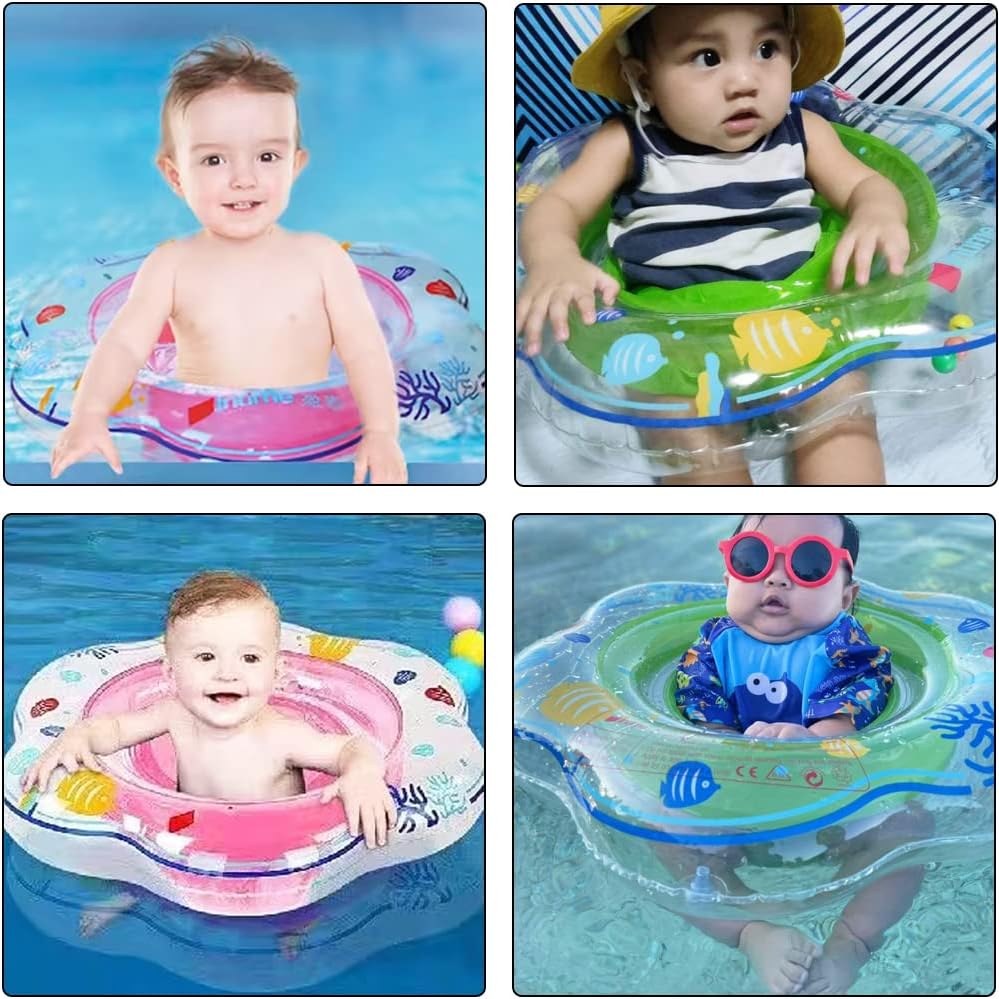 Baby Pool Floats, Inflatable Float Raft with Handle Safety Seat Double Airbag, Kids Swimming Ring Water Beach Floaties Party Toys, Toddler Swim Training for Infant of 4-48 Months