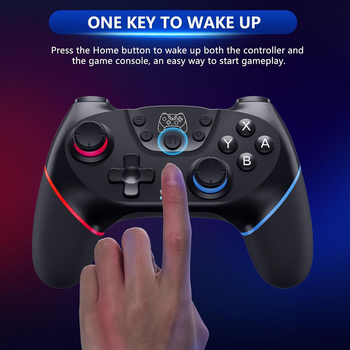 Wireless Pro Gaming Controller with Motion Sensor, Dual Vibration, Turbo Function and Ergonomic Grip, Compatible with Switch, Switch Lite, OLED Console and PC Gaming